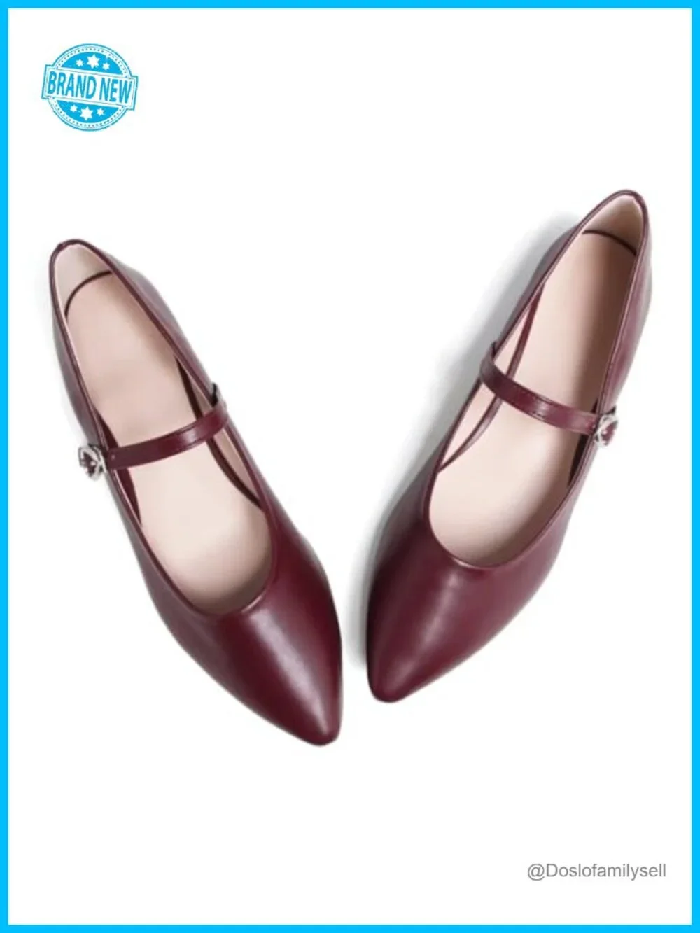 Pointed Toe Mary Jane Flats with Bowtie Ankle Buckle Strap